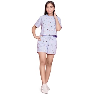 li39l tomatoes girls cotton night suit set  summer half sleeve t-shirt amp shorts  soft amp breathable sleepwear  printed nightsuit for 716 years