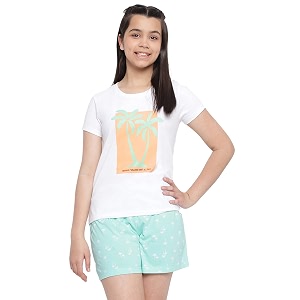 li39l tomatoes girls cotton night suit set  half sleeve t-shirt amp shorts  soft amp breathable summer sleepwear  printed nightsuit for 716 years
