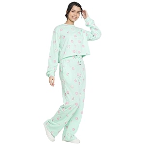 li39l tomatoes girls cotton light winter night suit set  full sleeve top amp pyjama  soft amp comfortable sleepwear  printed nightsuit for 916 years