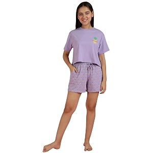 li39l tomatoes girls cotton night suit set  half sleeve t-shirt amp shorts  soft amp breathable summer sleepwear  printed nightsuit for 716 years