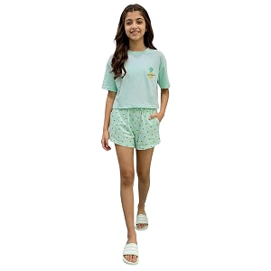 li39l tomatoes girls cotton night suit set  half sleeve t-shirt amp shorts  soft amp breathable summer sleepwear  printed nightsuit for 716 years