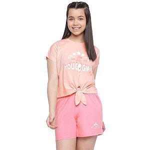 li39l tomatoes girls cotton night suit set  half sleeve t-shirt amp shorts  soft summer sleepwear co-ord set  casual printed outfit  716 years