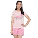 Li'l Tomatoes Girls Cotton Night Suit Set | Half Sleeve T-Shirt &amp; Shorts | Soft &amp; Breathable Summer Sleepwear | Printed Nightsuit for 7–16 Years