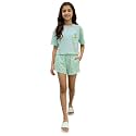 Li'l Tomatoes Girls Cotton Night Suit Set | Half Sleeve T-Shirt &amp; Shorts | Soft &amp; Breathable Summer Sleepwear | Printed Nightsuit for 7–16 Years