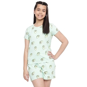 li39l tomatoes girls cotton night suit set  half sleeve t-shirt amp shorts  soft amp breathable summer sleepwear  printed nightsuit for 716 years