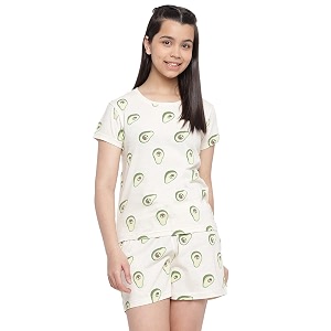 li39l tomatoes girls cotton night suit set  half sleeve t-shirt amp shorts  soft amp breathable summer sleepwear  printed nightsuit for 716 years