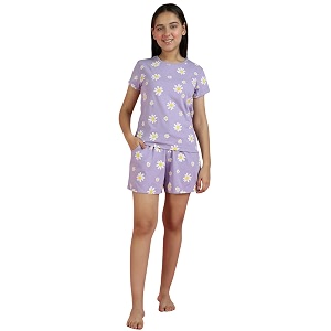 li39l tomatoes girls cotton night suit set  summer half sleeve t-shirt amp shorts  soft amp breathable sleepwear  printed nightsuit for 716 years