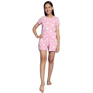 li39l tomatoes girls cotton night suit set  summer half sleeve t-shirt amp shorts  soft amp breathable sleepwear  printed nightsuit for 716 years