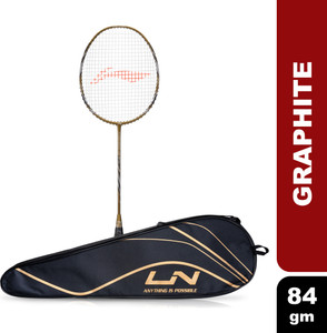 li-ning super series 900 strung badminton racket 84 gms olive goldgrey free cover multicolor strung badminton racquet