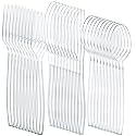 Liacere 360PCS Heavy Duty Clear Plastic Silverware, 150 Forks, 150 Spoons, 60 Knives, BPA-Free, Heat Resistant, Disposable Plastic Utensils Set, Plastic Cutlery Set, Plasticware Bulk for Party
