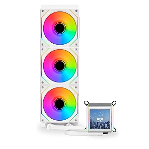 lian li galahad ii lcd sl-inf 360 rgb cpu liquid cooleraio with infinity fan- white  support intel lga 17001200  115x amd am5  am4