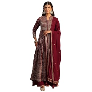 Libas Art Embroidered Georgette Anarkali Kurta With