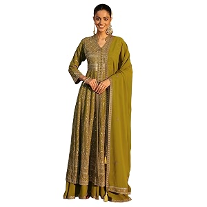 Libas Art Embroidered Georgette Anarkali Kurta With