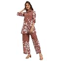 Libas Brown Printed Cotton Co Ords Co