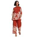 Libas Brown Printed Cotton Co Ords Co