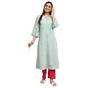 Libas Embroidered Chanderi Cotton A Line Kurta