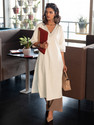 LIBAS Embroidered Cotton Silk Straight Kurta for