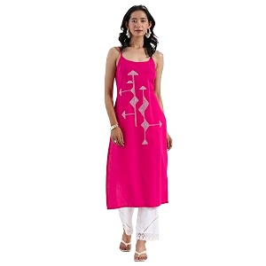 Libas Embroidered Cotton Straight Kurta Ethnic