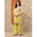 Libas Embroidered Crepe Straight Kurta With Trousers