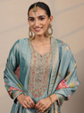 LIBAS Embroidered Silk Blend A-line Kurta for