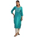 Libas Embroidered Silk Blend Straight Kurta 