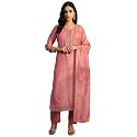 Libas Embroidered Silk Blend Straight Kurta Set