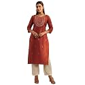 Libas Embroidered Silk Blend Straight Kurta 