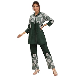 Libas Green Printed Cotton Co ords set