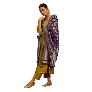 Libas Self Design Silk Straight Kurta With