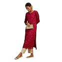 Libas Womens Embroidered Silk Blend Straight Kurta