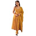Libas Mustard Bandhani Printed Anarkali Padded Kurta
