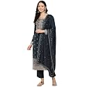 Libas Womens Printed Silk Straight Kurta With
