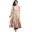 Libas Off White Printed Silk Blend Anarkali