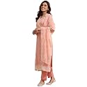 Libas Peach Embroidered Chiffon Straight Kurta set