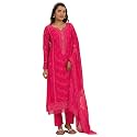Libas Pink Embroidered Organza Straight Kurta set