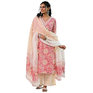 Libas Printed Cotton Straight Kurta Set for