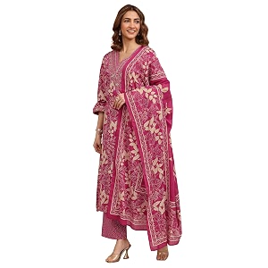 libas printed cotton straight kurta with trousers and dupatta  daily wear suit