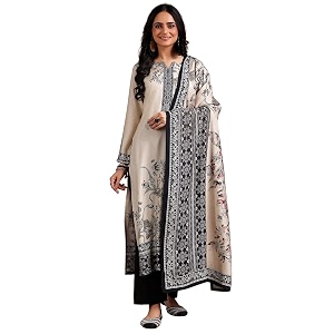 Libas Printed Silk Blend Straight Kurta With