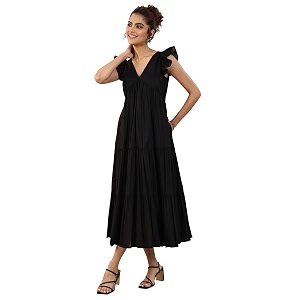 Libas Solid Cotton Fit and Flare Dresses