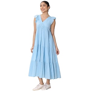 Libas Solid Cotton Fit and Flare Dresses