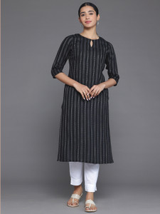 LIBAS Striped Viscose Rayon Straight Kurta for