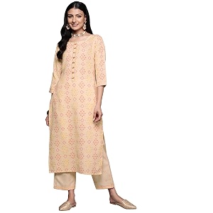 Libas Womens Printed Cotton Blend Straight Kurta