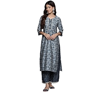 Libas Womens Printed Silk Blend Straight Kurta
