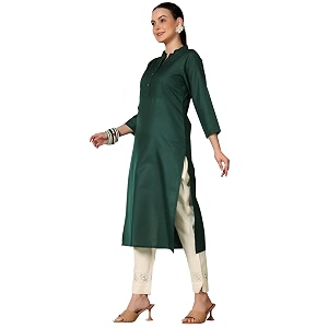 Libas Womens Solid Cotton Blend Straight Kurta