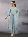 LIBAS Women Chanderi Kurta Pant Dupatta Set