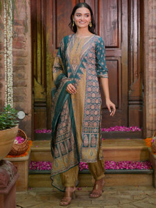 LIBAS Women Cotton Blend Kurta Salwar Dupatta