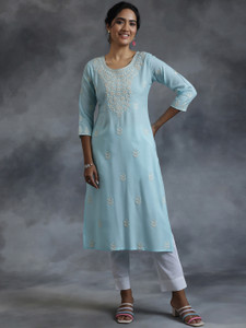 LIBAS Women Embroidered Straight Kurta