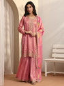 LIBAS Women Silk Blend Kurta Sharara Dupatta