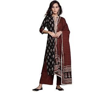 Libas Womens Printed Cotton Straight Kurta With