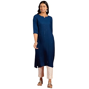 Libas Womens Embroidered Viscose Straight Kurta for